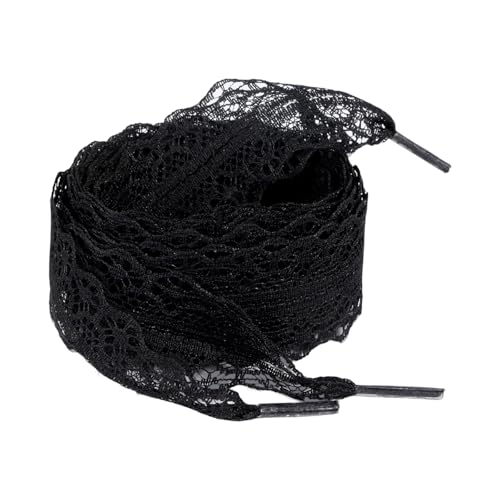Qsvbeeqj 1 Paar modische Schnürsenkel für Frauen Turnschuhe Freizeitschuhe Breite 3 cm Flat Shoestrings für Freizeit und Straße Stile Schuhe Schnürsenkel, Schwarz , Einheitsgröße von Qsvbeeqj