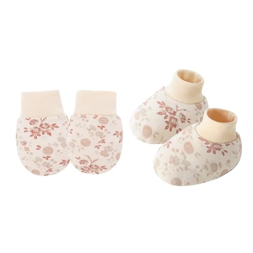 Qsvbeeqj 1 Set Babyhandschuhe & Socken Fußabdeckungen Für Neugeborene Bis Zu 6 Monate Mit Cartoon Muster Sanfter Baumwollstoff Kinder Hautschutz von Qsvbeeqj