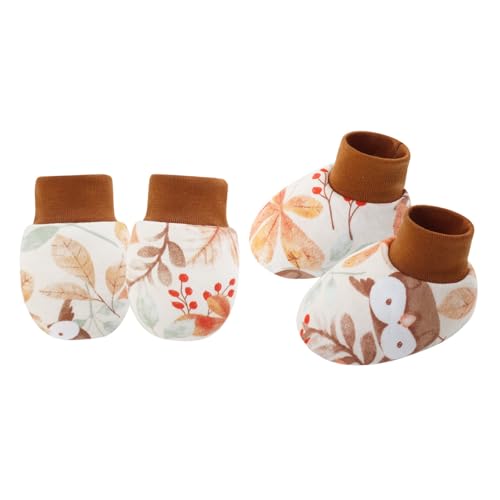 Qsvbeeqj 1 Stück Baby Baumwollhandschuhe Kratzfest Weich Atmungsaktiv Warm Handschuhe und Socken für 0-6 Monate Baby Handschuhe und Socken, Eule, Einheitsgröße von Qsvbeeqj