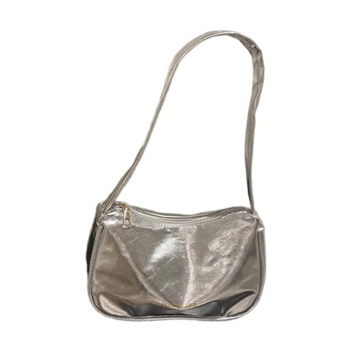 Qsvbeeqj 2023 Schultertaschen Unterarmtasche PU Leder Tasche Mode Vielseitige Achselhöhle Tasche Für Mädchen Frauen Mode Handtasche, Silber von Qsvbeeqj