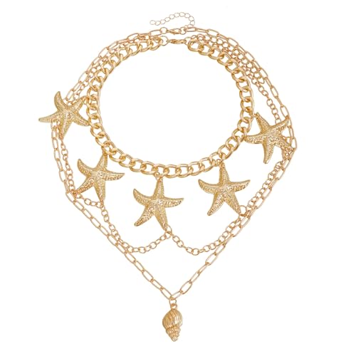 Qsvbeeqj 2pcs Leges Alroy Beach Halskette Seestar Conch Design Verstellbarer Stapelbarer Schmuck Für Urlaub Outfit Leichtes Geschenk Geburtstag Graduation Geschenkkette Halskette von Qsvbeeqj
