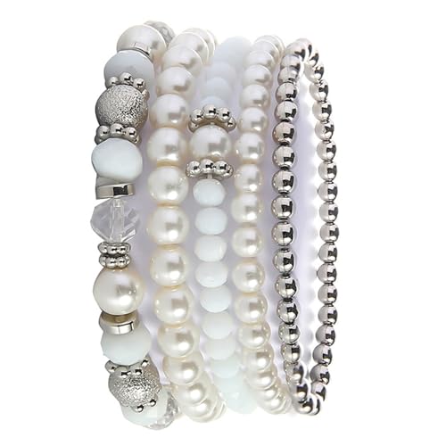 Qsvbeeqj 5pcs Kristallperlen Stretch Armband Set Sprudelkristallperlen Armbänder Ornament Für Individuelle Stile Und Geschenke Geben Party Accessoire Armbänder von Qsvbeeqj