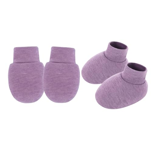 Qsvbeeqj Atmungsaktive Baumwoll-Handbedeckungen für Neugeborene, Fußschutz, kratzfeste Fäustlinge mit passenden Socken, genießen Sie sicheren Schlaf, geschlechtsneutrales Baby-Set, Gu Zi von Qsvbeeqj