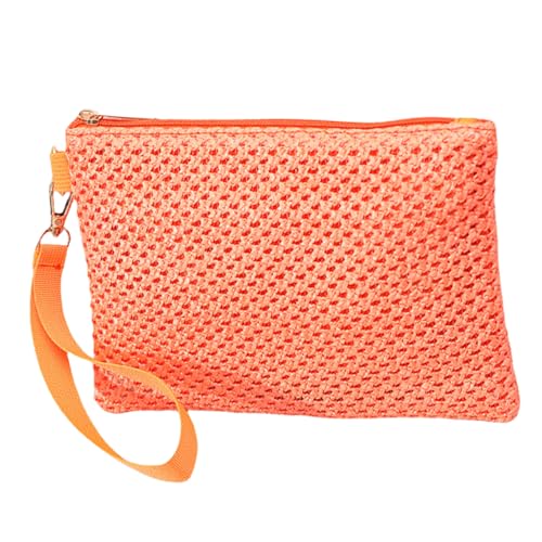 Qsvbeeqj Beach Essential Strohhüllzug Tasche Für Frauen Böhmisch Gewebter Handtasche Mit Armbandmodische Reißverschlüsselung Geldbörse Webolemen Armband Geldbeutel von Qsvbeeqj