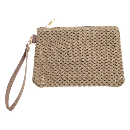 Qsvbeeqj Beach Essential Strohhüllzug Tasche Für Frauen Böhmisch Gewebter Handtasche Mit Armbandmodische Reißverschlüsselung Geldbörse Webolemen Armband Geldbeutel von Qsvbeeqj