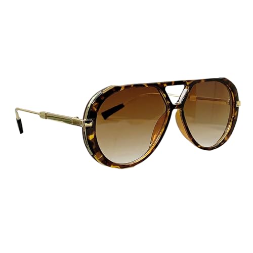 Qsvbeeqj Beliebte Sonnenbrille mit Farbverlauf, modischer Druckrahmen, Doppelstrahlstruktur, angenehm zu tragen, für Damen, Teenager, Mädchen, Doppelbrücken-Sonnenbrille, Rahmen mit Leopardenmuster von Qsvbeeqj