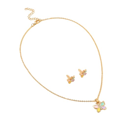Qsvbeeqj Cartoon Butterfly Und Herzschmuck Set Für Mädchen Handgefertigtes Halskette Und Ohrringe Täglich Stylish Accessoires Kleinkindschmuck Set von Qsvbeeqj