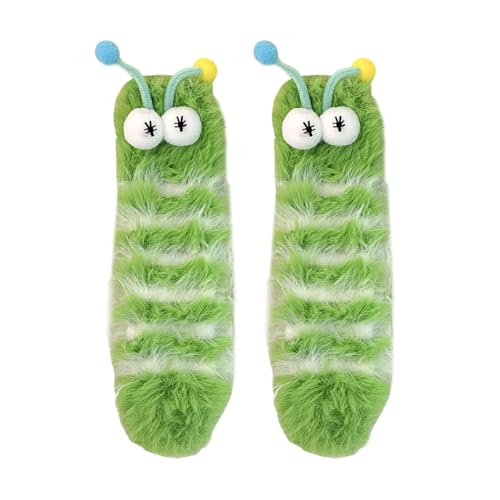 Qsvbeeqj Damen Fuzzy Socken Cartoon Crew Socken weiche Pantoffel gemütlich warm Zuhause Winter warme Stiefel Geschenke Dame flauschig gemütlich weiche Pantoffel, g, One size von Qsvbeeqj
