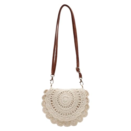 Qsvbeeqj Damen Handgewebte Crossbody Handtasche Sommerstrand Schultertasche Baumwolle gehäkelt Handgewebte Handtasche Strohtasche Clutch Damenhandtasche Z von Qsvbeeqj