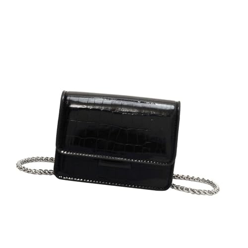 Qsvbeeqj Damen PU Leder Crossbody Tasche Quadratische Geldbörse Handtasche mit Kettenriemen Stilvolle Abendtasche für verschiedene Anlässe Leicht, Schwarz , One Size von Qsvbeeqj