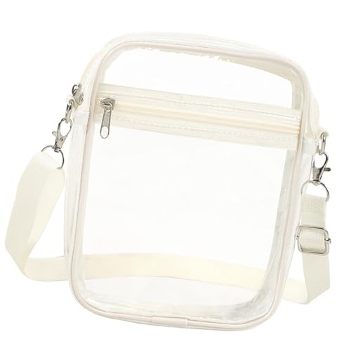 Qsvbeeqj Damen Tasche Transparent Crossbody Tasche Trend Schulter Alltag Strand Kleiner Konzert PVC Messenger Festival PVC Crossbody für Frauen Transparent Schulter kleines Konzert Festival, Weiß von Qsvbeeqj