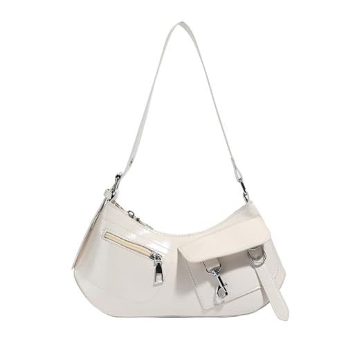 Qsvbeeqj Damen Umhängetasche Leichte PU Unterarmtaschen mit bequemem Gurt und mehreren Fächern für den täglichen Gebrauch Damen reisefreundliche Geldbörse, weiß, One Size von Qsvbeeqj