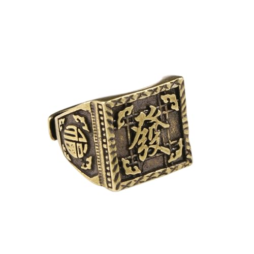 Qsvbeeqj Delessed Metal Wealth Charakter Ringe Handgefertigter Messingschmuck Für Antike Sammler Und Retro Mode Männer Tragen Männer Retro Brass Accessoire von Qsvbeeqj