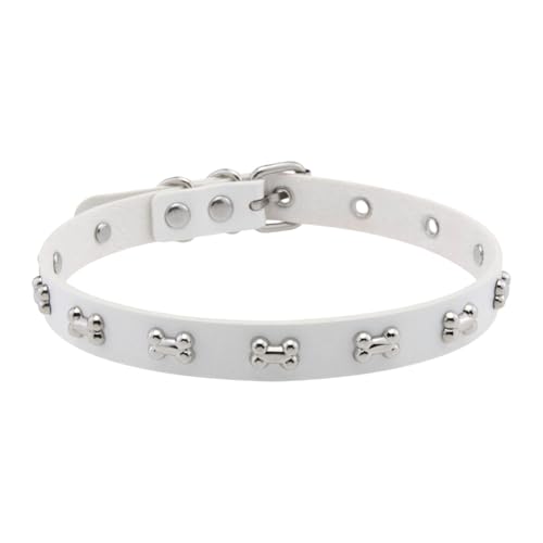Qsvbeeqj Edgy Bone Anhänger Leder Chokers Halskette Einstellbare Kette Alternative Mode Rocker Metal PU Chokers Accessoire Nervös Punkschmuck Accessoire von Qsvbeeqj