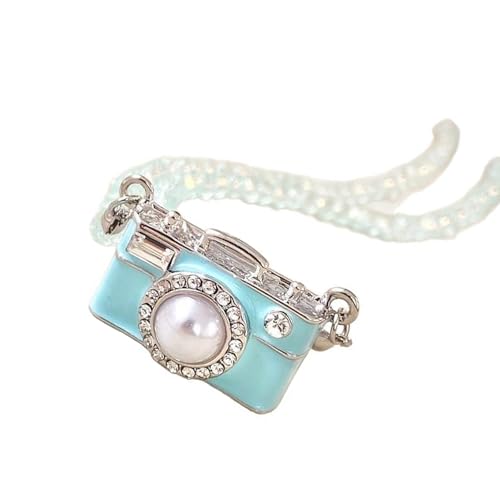 Qsvbeeqj Einstellbare 45 Cm Colarbone Halskette Kamera Anhänger Legierung Schmuck Mit Kristall Accessoire Für Stilvolle Outfit Schlüsselbeutel Kettenkette Halskette von Qsvbeeqj