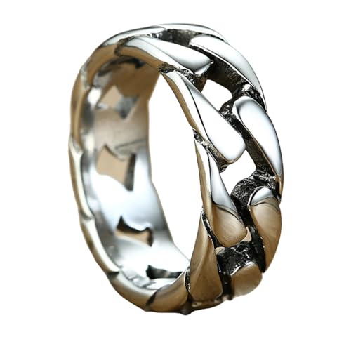 Qsvbeeqj - Einstellbare Titanstahl Gliederringe für Männer schweiß resistenter Schmuck Muster Aushöhlen Handwerk Unisex Größe Unisex Gothic Kettenringe, Medium, Wie beschrieben, Wie beschrieben von Qsvbeeqj