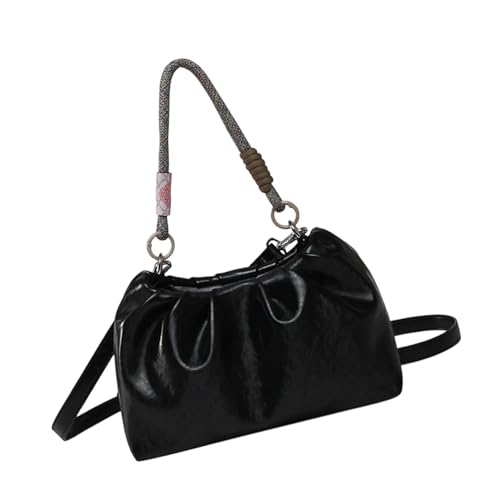 Qsvbeeqj Elegante Abendtasche für Damen, PU-Leder, Crossbody und Handheld-Design, Schultertaschen mit verstellbarem Riemen für den täglichen Gebrauch, mehrere Fächer, Unterarmtasche, Schwarz , One von Qsvbeeqj
