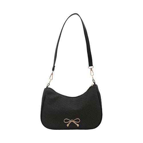 Qsvbeeqj Elegante Damen Unterarmtasche Casual Schulter Geldbörse PU Leder Mode Handtasche Satchel für Shopping Trip Multifunktionale Reise Umhängetasche, Schwarz , One Size von Qsvbeeqj