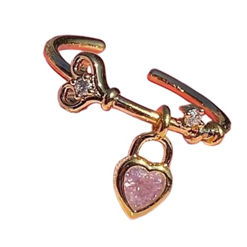 Qsvbeeqj Elegante Herzförmige Schloss Verstellbare Ringe Mit Funkelnden Kristallen Für Frauen Zinklegierung Legierung Statement Schmuck Geschenk Für Ihren Verstellbaren Fingerschmuck von Qsvbeeqj