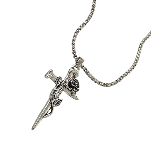 Qsvbeeqj Elegante Kreuzkette mit Gravur Rose Muster Religiöse Schmuck für Damen Herren Legierung Kette Länge verstellbar Halskette mit Kruzifix Edelstahl, One von Qsvbeeqj
