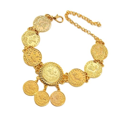 Qsvbeeqj Elegante Münzform Kochbein Bein Knöchelkette Frau Mode Fußkette Stilvoller Körperschmuck Für Frauen Mädchen Verstellbarer Legierungs Fußkettchen von Qsvbeeqj