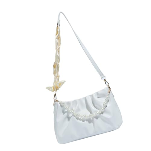 Qsvbeeqj Elegante Rüschendetails Wolken Umhängetasche Tränenresistente Leichte Frauen Geldbeutel Mit Perlenakzenten Trendy Faltentextur Schulterbetrieb von Qsvbeeqj