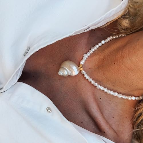 Qsvbeeqj Elegante Verstellbare Perlenkette Mit Türkisfarbener Naturhülle Und Nachahmungsperlen Für Den Täglichen Verschleiß Leichter Perlenkette Für Den Täglichen Verschleiß von Qsvbeeqj