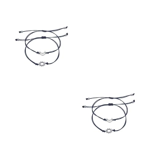 Qsvbeeqj Fashion 2 Stücke/Set Passende Armbänder Handgefertigt Für Sonnenmond Form Pendellarmarmband Schmuck Dekoration Geschenk Männer Wo 2x Sonne Mond Anhänger Geflochten von Qsvbeeqj