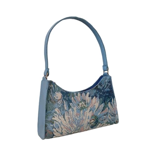 Qsvbeeqj Fashion Damen Mädchen Handtasche Mehrzweck Nylon Ölgemälde Handtasche Große Kapazität Mode Blau One Size von Qsvbeeqj