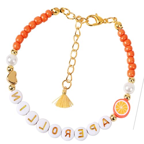 Qsvbeeqj Festliche Brief Perlenarmbänder Mit Anpassbaren Karten Mottos Schmuck Verstellbares Armband Geschenk Apero Spritz Armband Für Frauen von Qsvbeeqj