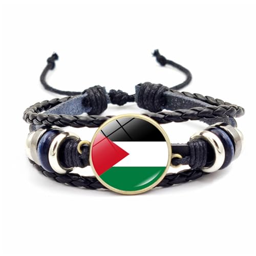 Qsvbeeqj Flagge Palästina Lederarmbänder mehrlagig Gewebte Perlen Für Männer Frauen Armband Schmuck Modisches Zubehör, One Size, Wie beschrieben von Qsvbeeqj
