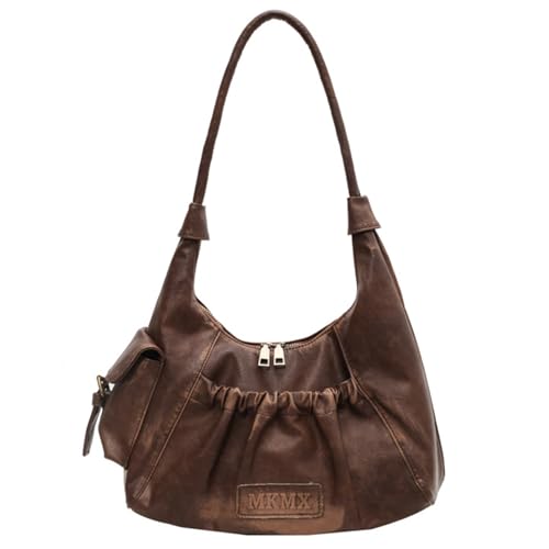 Qsvbeeqj Frauen Dumplings Bag PU Leder Umhängetasche Retro Achselhändler Und Geldbörsen Plissierte Einkäufe Dating Für Tägliche Frauen PU Leder Handtasche Knödel Retro Schulter Weibliche Achselhöhle von Qsvbeeqj