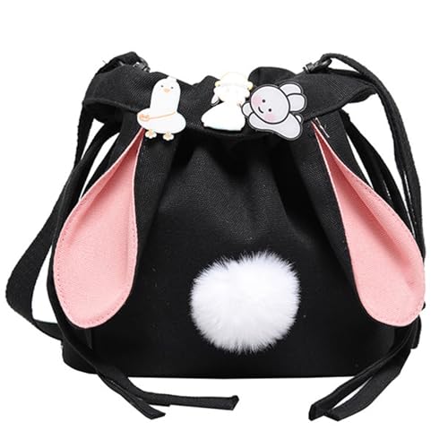 Qsvbeeqj Frauen Mädchen Ohren Canvas Umhängetasche Verstellbar kleine Crossbody Tasche Handtasche Reisebübel Schule Canvas Crossbody, sc schwarz von Qsvbeeqj
