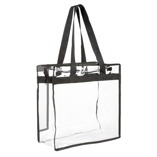 Qsvbeeqj Frauen PVC Strandtasche Mode Stadion Sport Tasche Durchsichtige Schulter All-Matching Oberer Griff Damentasche Durchsichtige Pvc Umhängetaschen Einkaufen, Schwarz , Einheitsgröße von Qsvbeeqj