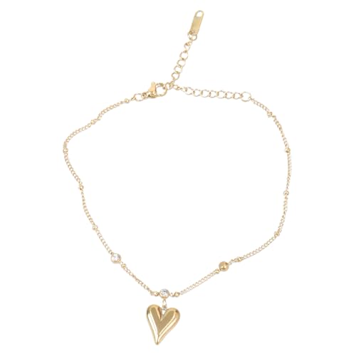 Qsvbeeqj Gold Herzkristall Knöchelkette Jugendlicher Goldkristall Fußkettchen Charme Für Gelegenheits Oder Formelle Look Damenaccessoires von Qsvbeeqj