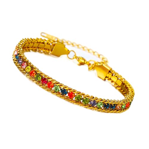 Qsvbeeqj Goldfarbe Gewebte Kristallkristall Zirkonias Armband Für Frauen Und Männer Vergoldete Edelstahlschmuck Accessoires Mode Schmuck Für Frauen von Qsvbeeqj