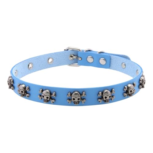 Qsvbeeqj Gothic Skull Anhänger Halskette Besorgtes Detail Von PU Lederkordmodie Mode Schmuck Verstellbarer Verschluss Unisex Halshain PU Leder Halskette Mit Stollen von Qsvbeeqj