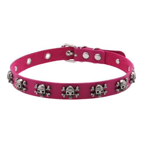 Qsvbeeqj Gothic Skull Anhänger Halskette Besorgtes Detail Von PU Lederkordmodie Mode Schmuck Verstellbarer Verschluss Unisex Halshain PU Leder Halskette Mit Stollen von Qsvbeeqj