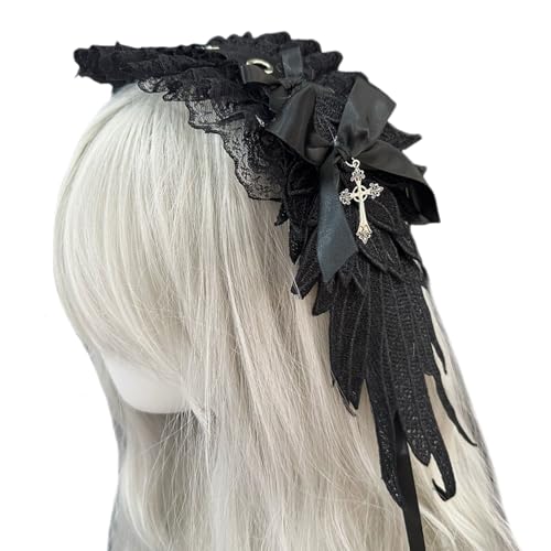 Qsvbeeqj Gothic Wing Stirnband Verstellbares Haarband Stilvoller Kopfstück Bequemer Schmuck Für Cosplay Und Punk Styles Enthusiasten Party Kopfstück von Qsvbeeqj