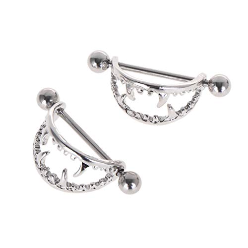 Qsvbeeqj Halloween Brustschmuck Dekoration 2 x Brustwarzenpiercing Barbell Frauen Mund für Zähne Schild Brustwarzenringe Geschenkringe für Frauen leuchten im Dunkeln von Qsvbeeqj