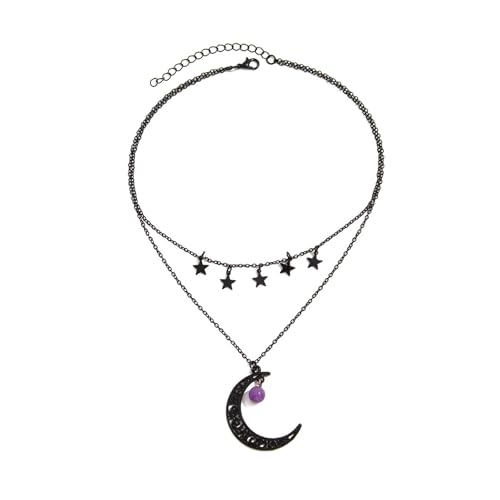 Qsvbeeqj Halskette mit Mond-Anhänger, Gothic-Stern-Anhänger, einzigartiges Design, verstellbare Länge, für Mädchen Qsvbeeqj Halskette mit Mond-Anhänger, Gothic-Stern-Anhänger, einzigartiges Design, verstellbare Länge, für Mädchen von Qsvbeeqj