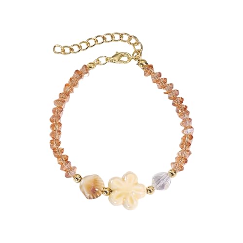 Qsvbeeqj Handgefertigter Keramikstärker Schnecken Perlenarmband Mit Süßen Kristallen Akzentierbare Länge Für Frauen Mädchen Eleganter Keramik Muscheln Schmuck von Qsvbeeqj