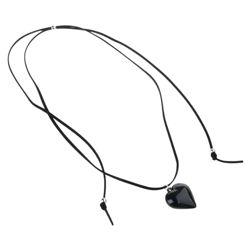 Qsvbeeqj Herz-Halsband aus Kunstharz mit Samtband, verstellbare Länge, auffälliger Schmuck für modische Frauen von Qsvbeeqj