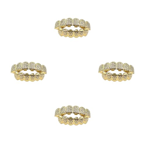 Qsvbeeqj Hip Hop Zähne Grills Deko mit Diamanten Gold/Silber mit für Rapper Cosplay Gelenkzange Endzange Schneidzange Edelstahl Cutter Kombinationszange Verriegelungszange Schraubenschlüssel von Qsvbeeqj