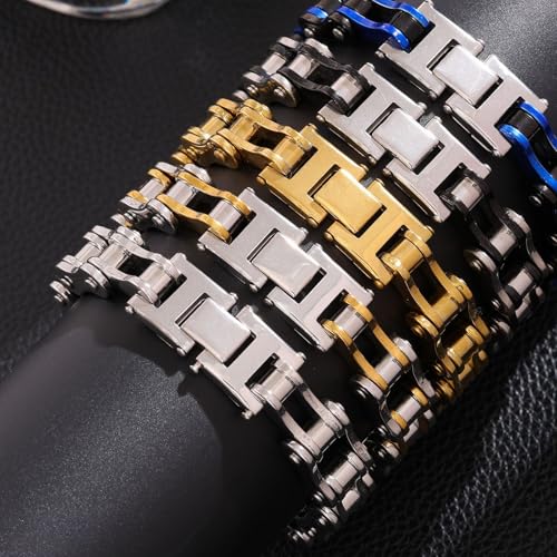 Qsvbeeqj Industrielles Edelstahl Armband Verstärkte Verschluss Schweißfestes Design Punk Punk Motorradarmband von Qsvbeeqj