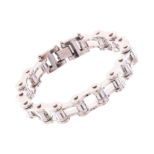 Qsvbeeqj Industrielles Edelstahl Armband Verstärkte Verschluss Schweißfestes Design Punk Punk Motorradarmband von Qsvbeeqj