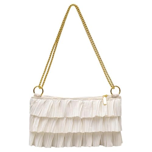 Qsvbeeqj Kleine Crossbody Tasche Für Frauen Gekräuselte Schultertasche Mit Verstellbarer Kettengurt Trendy Toted Clutch Evening Handtasche Frauen Schulterhandtaschen von Qsvbeeqj