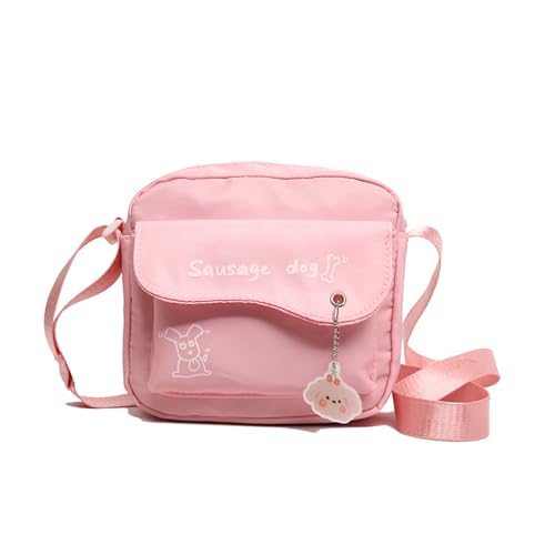 Qsvbeeqj Koreanische ästhetische Handytasche kleine Nylon Umhängetasche Crossbody Tasche mit Reißverschluss und Schlüsselanhänger Anhänger für den täglichen Gebrauch modische Crossbody Tasche, lieber von Qsvbeeqj