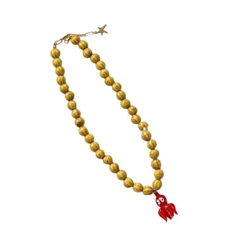 Qsvbeeqj Künstlerische Keramikperlen Glas Animal Anhänger Halskette Verstellbares Ketten Handgefertigte Accessoire Für Lässige Oder Formelle Outfits Verstellbarer Oktopusschmuck von Qsvbeeqj