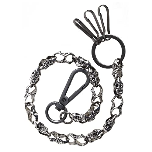 Qsvbeeqj Lässige Schädel Hose Kette Doppelhaken Schwere Starke Biker Brieftasche Kette Punk Schädel Metallschlüsselkettenverschluss Jeansketten Für Männer Punk Frauen von Qsvbeeqj